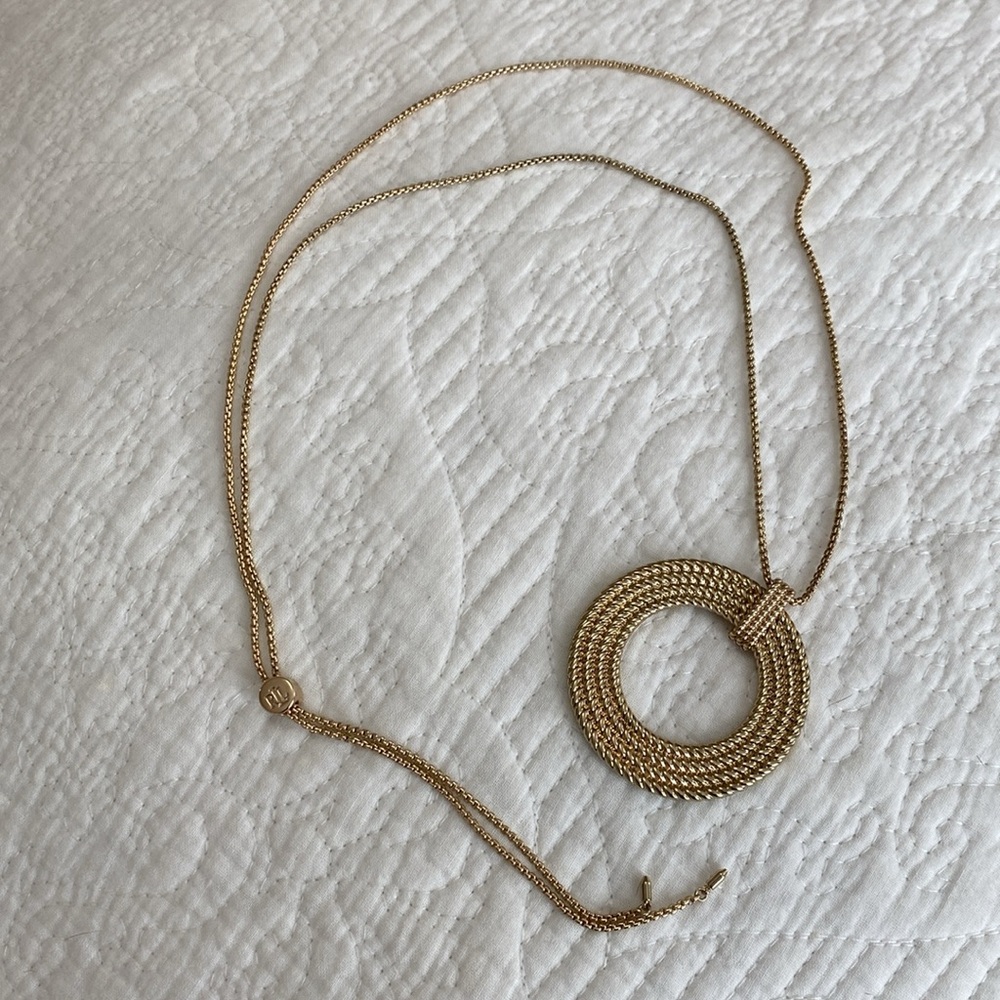 Lauren Ralph Lauren Gold-Tone Rope Multi-Row Open Circle 36” Pendant Necklace - Picture 5 of 16